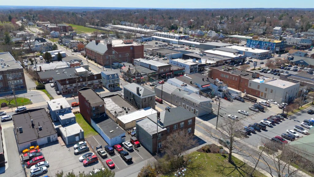 downtown Catonsville, MD aerial image